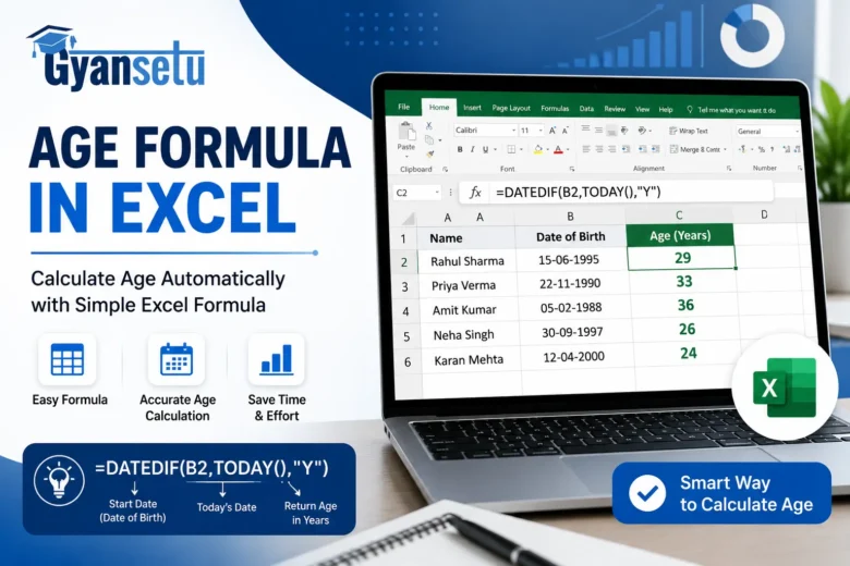Age formula in Excel with date of birth example