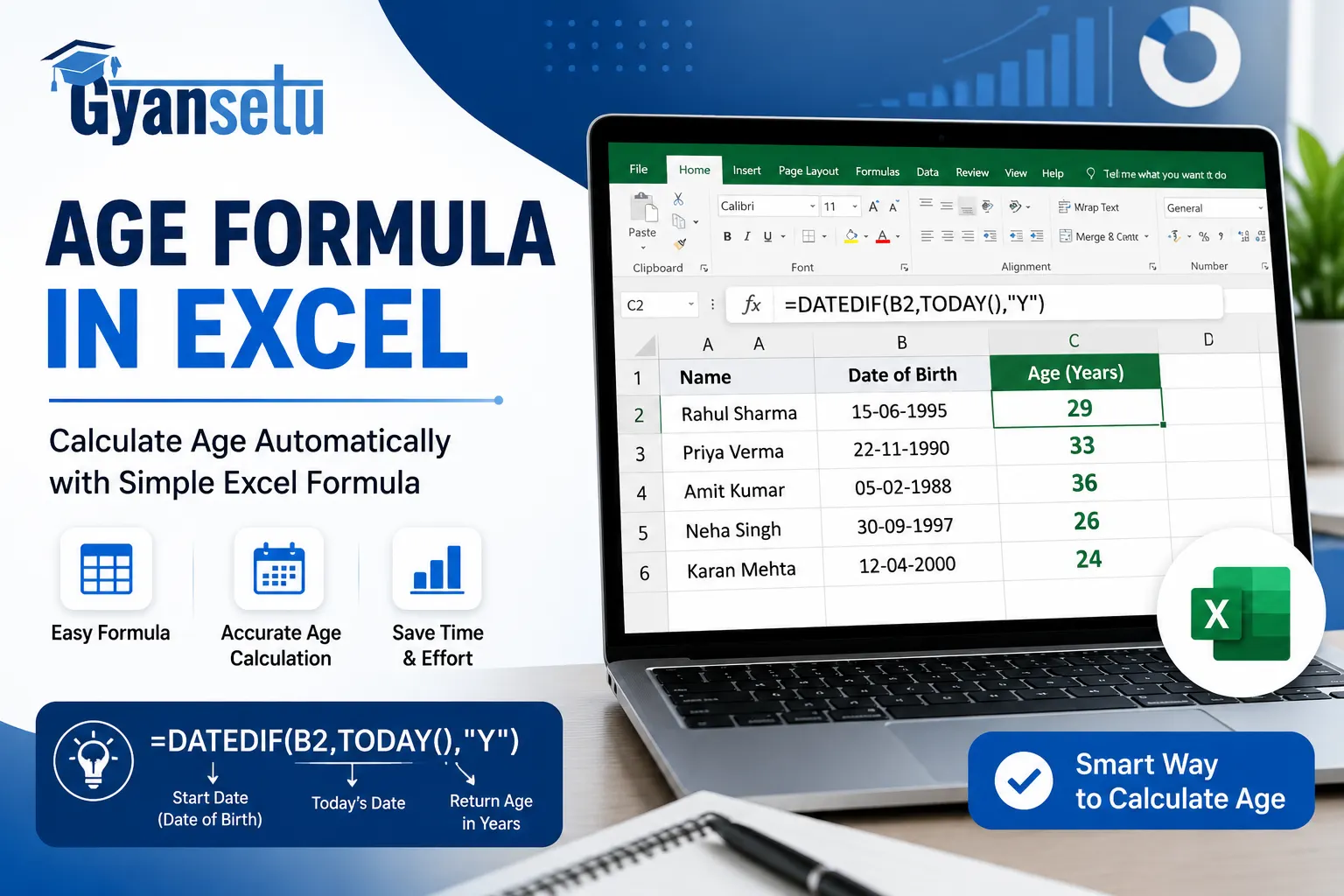 Age Formula in Excel: Calculate Age from Date of Birth